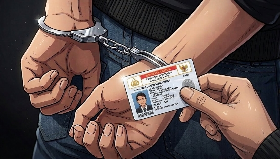 Ilustrasi penangkapan terduga pelaku pembuat SIM palsu